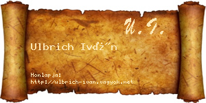 Ulbrich Iván névjegykártya